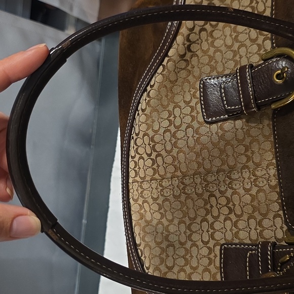 Coach Soho Flap Tote Signature Canvas w/ Suede Trim Vintage 2004 Should Satchel - Picture 7 of 17